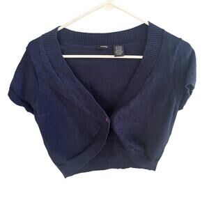 Vintage Y2K Vanity Navy Cropped Cardigan - Large